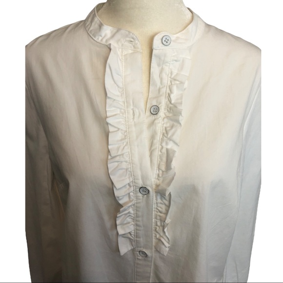 NWT Splendid Poplin Ruffle Button Down Top White - Picture 6 of 9